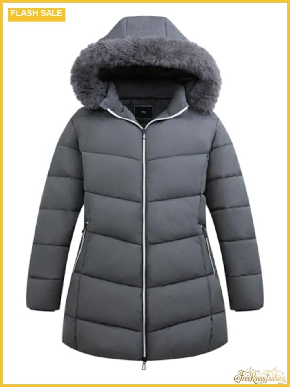 Plus Size Winter Down Alternative Coat Waterproof Quilted Hooded